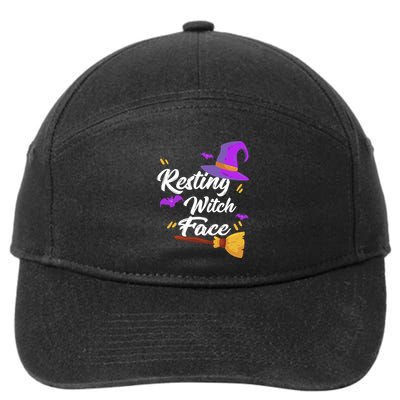 Resting Witch Face Gift Broomstick Fun Spooky Party Gift 7-Panel Snapback Hat