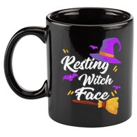 Resting Witch Face Gift Broomstick Fun Spooky Party Gift 11oz C Handle Ceramic Mug