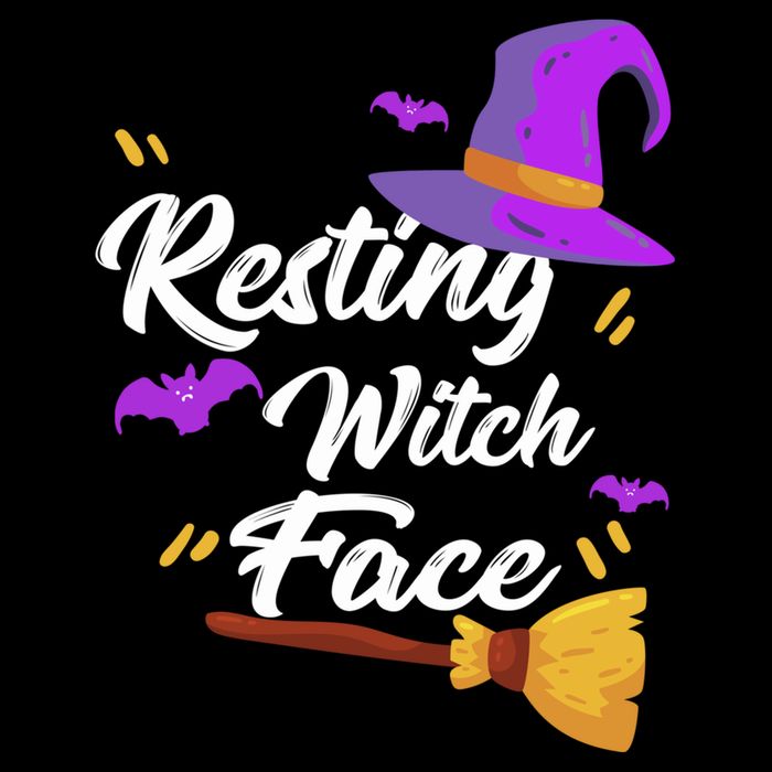 Resting Witch Face Gift Broomstick Fun Spooky Party Gift Drawstring Bag