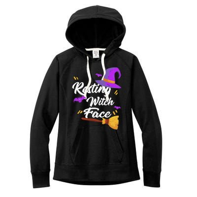 Resting Witch Face Gift Broomstick Fun Spooky Party Gift Women's Fleece Hoodie