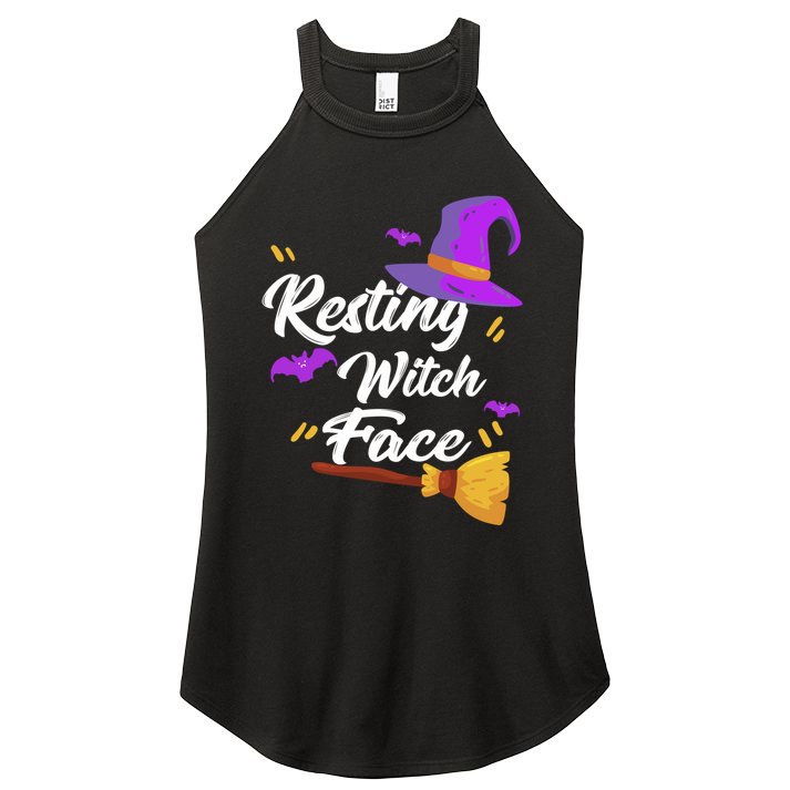 Resting Witch Face Gift Broomstick Fun Spooky Party Gift Women's Perfect Tri Rocker Tank