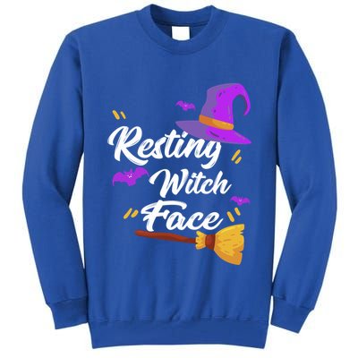 Resting Witch Face Gift Broomstick Fun Spooky Party Gift Tall Sweatshirt