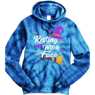 Resting Witch Face Gift Broomstick Fun Spooky Party Gift Tie Dye Hoodie