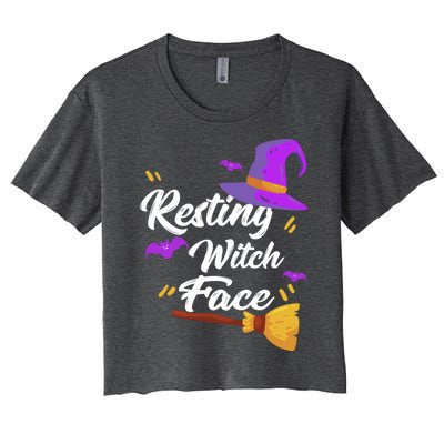 Resting Witch Face Gift Broomstick Fun Spooky Party Gift Women's Crop Top Tee