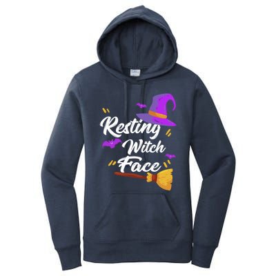 Resting Witch Face Gift Broomstick Fun Spooky Party Gift Women's Pullover Hoodie