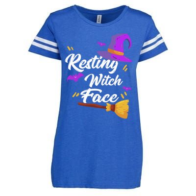 Resting Witch Face Gift Broomstick Fun Spooky Party Gift Enza Ladies Jersey Football T-Shirt