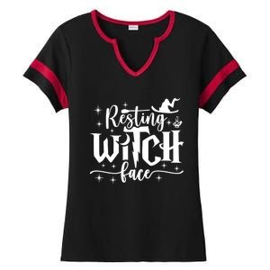 Resting Witch Face Cool Gift Funny Halloween Gift Ladies Halftime Notch Neck Tee