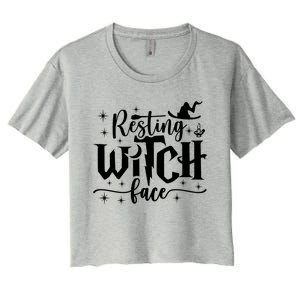 Resting Witch Face Cool Gift Funny Halloween Gift Women's Crop Top Tee