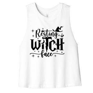 Resting Witch Face Cool Gift Funny Halloween Gift Women's Racerback Cropped Tank