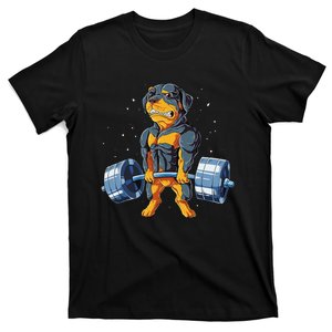 Rottweiler Weightlifting Funny Deadlift Fitness Gym Gift T-Shirt