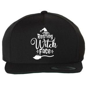 Resting Witch Face Hat Broom Cute Funny Halloween Gift Wool Snapback Cap