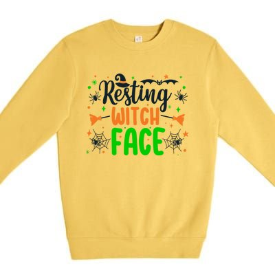 Resting Witch Face Spooky Halloween Vibes Gift Premium Crewneck Sweatshirt