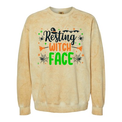 Resting Witch Face Spooky Halloween Vibes Gift Colorblast Crewneck Sweatshirt