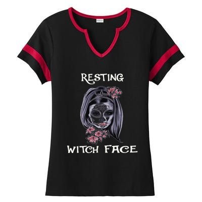 Resting Witch Face Gift Ladies Halftime Notch Neck Tee