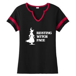 Resting Witch Face Funny Gift Ladies Halftime Notch Neck Tee