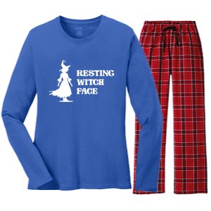 Resting Witch Face Funny Gift Women's Long Sleeve Flannel Pajama Set 