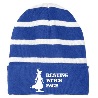 Resting Witch Face Funny Gift Striped Beanie with Solid Band