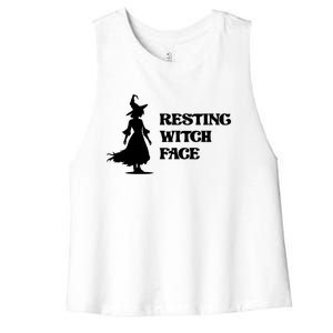 Resting Witch Face Funny Gift Women's Racerback Cropped Tank