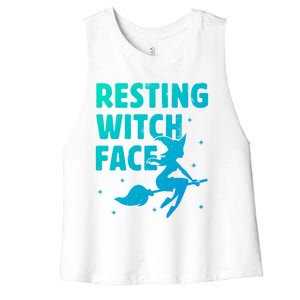 Resting Witch Face Cool Gift Witches Halloween Costume Gift Cute Gift Women's Racerback Cropped Tank