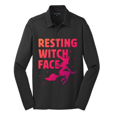 Resting Witch Face Cool Gift Witches Halloween Costume Gift Cute Gift Silk Touch Performance Long Sleeve Polo