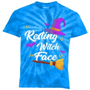 Resting Witch Face Gift Broomstick Funny Spooky Party Gift Kids Tie-Dye T-Shirt