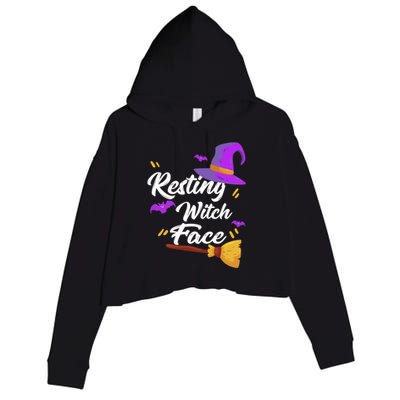 Resting Witch Face Meaningful Gift Broomstick Fun Spooky Party Meaningful Gift Crop Fleece Hoodie