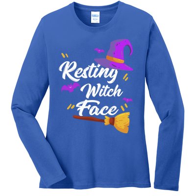 Resting Witch Face Meaningful Gift Broomstick Fun Spooky Party Meaningful Gift Ladies Long Sleeve Shirt