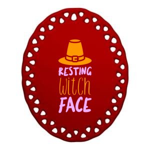 Resting Witch Face Gift Ceramic Oval Ornament