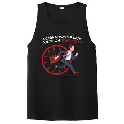 Runner Workout Funny Does Running Late Count As Exercise Gift PosiCharge Competitor Tank