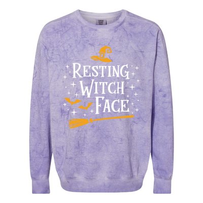 Resting Witch Face Gift Broomstick Funny Spooky Party Colorblast Crewneck Sweatshirt