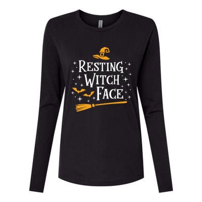 Resting Witch Face Gift Broomstick Funny Spooky Party Womens Cotton Relaxed Long Sleeve T-Shirt