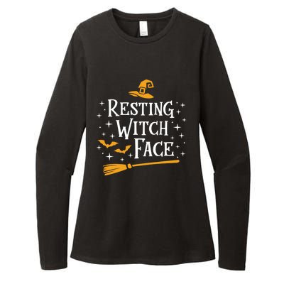 Resting Witch Face Gift Broomstick Funny Spooky Party Womens CVC Long Sleeve Shirt