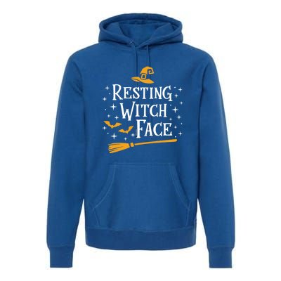 Resting Witch Face Gift Broomstick Funny Spooky Party Premium Hoodie