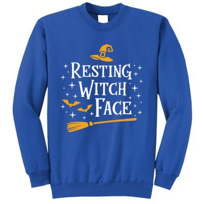 Resting Witch Face Gift Broomstick Funny Spooky Party Tall Sweatshirt