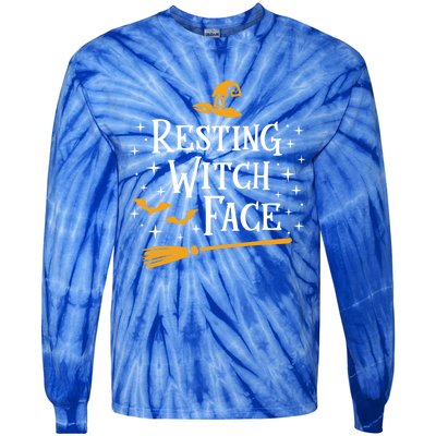 Resting Witch Face Gift Broomstick Funny Spooky Party Tie-Dye Long Sleeve Shirt