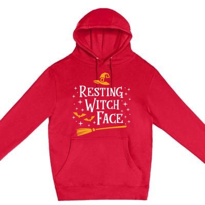 Resting Witch Face Gift Broomstick Funny Spooky Party Premium Pullover Hoodie