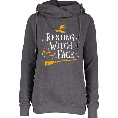 Resting Witch Face Gift Broomstick Funny Spooky Party Womens Funnel Neck Pullover Hood