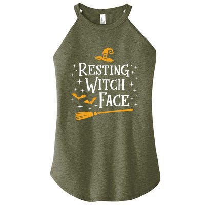 Resting Witch Face Gift Broomstick Funny Spooky Party Women's Perfect Tri Rocker Tank