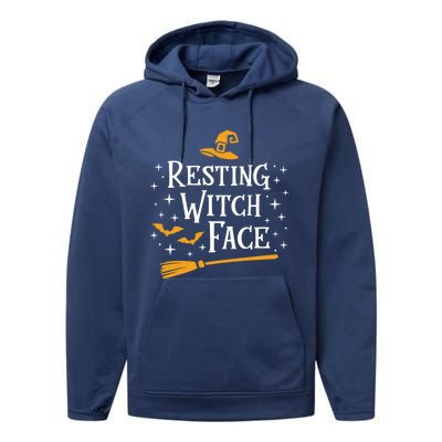 Resting Witch Face Gift Broomstick Funny Spooky Party Performance Fleece Hoodie