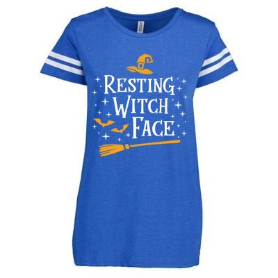 Resting Witch Face Gift Broomstick Funny Spooky Party Enza Ladies Jersey Football T-Shirt