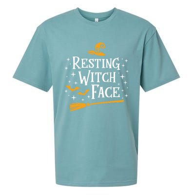 Resting Witch Face Gift Broomstick Funny Spooky Party Sueded Cloud Jersey T-Shirt