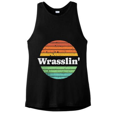 Retro Wrasslin Funny Wrestling Lover 70s Style Ladies PosiCharge Tri-Blend Wicking Tank
