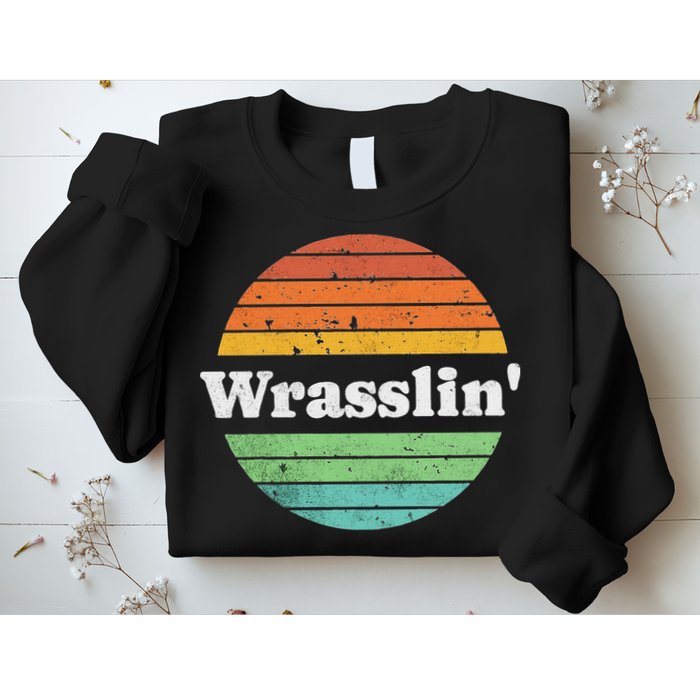Retro Wrasslin Funny Wrestling Lover 70s Style Sweatshirt