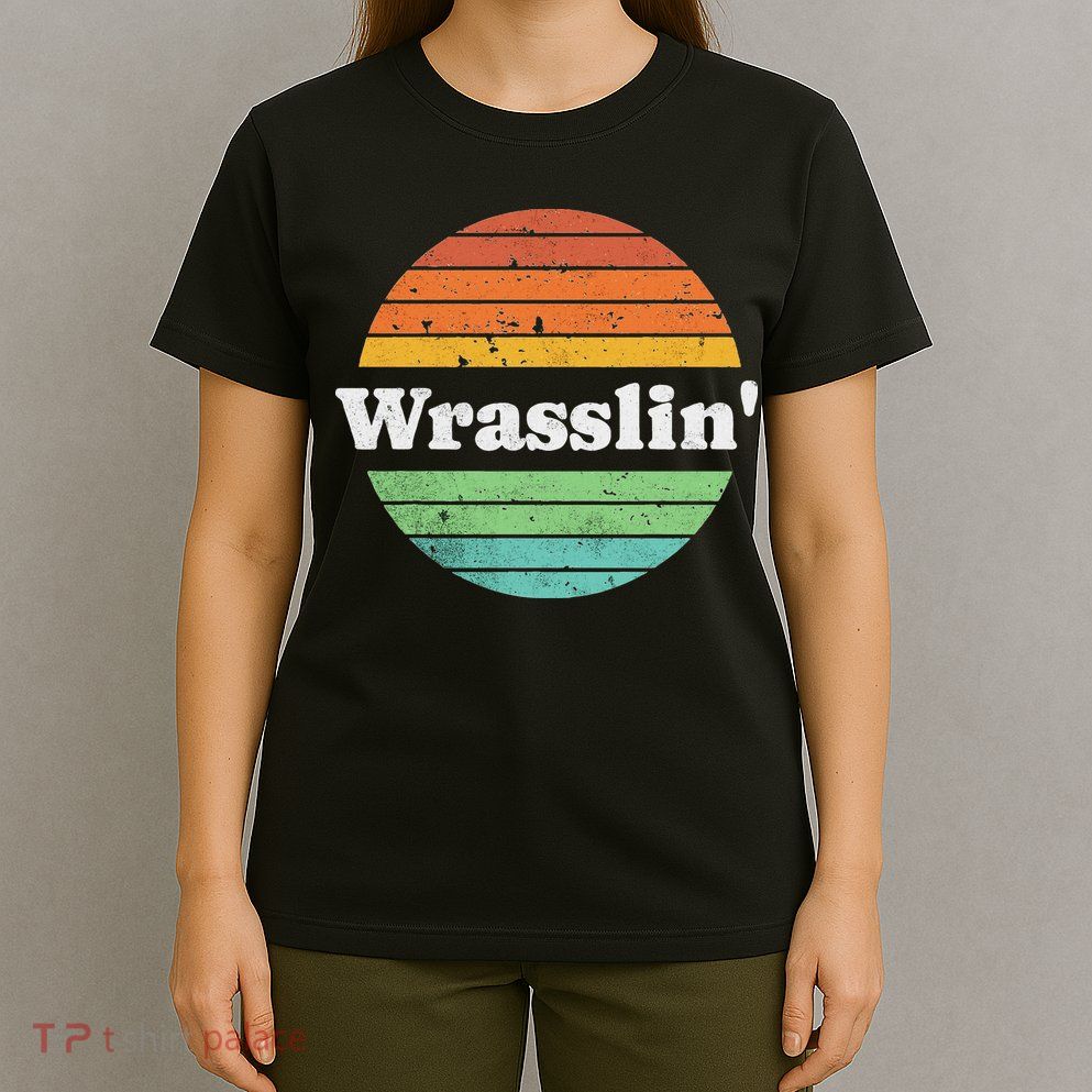 Retro Wrasslin Funny Wrestling Lover 70s Style T-Shirt