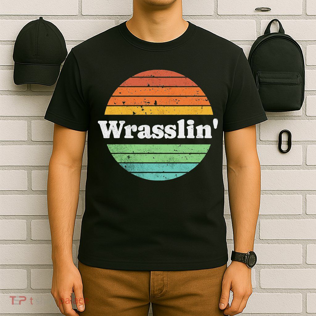 Retro Wrasslin Funny Wrestling Lover 70s Style T-Shirt