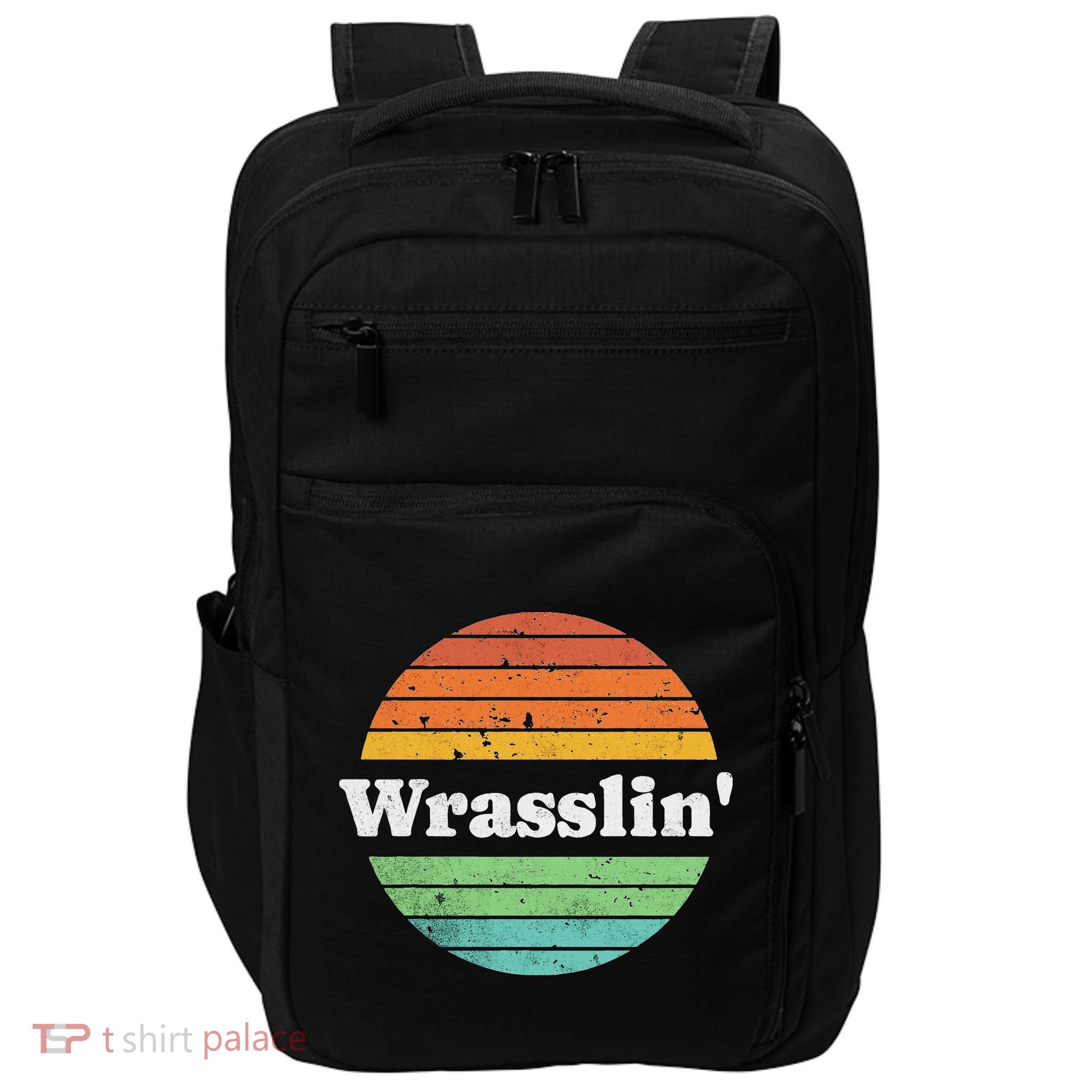 Retro Wrasslin Funny Wrestling Lover 70s Style Impact Tech Backpack