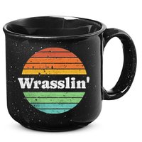 Retro Wrasslin Funny Wrestling Lover 70s Style 15oz Campfire Ceramic Mug