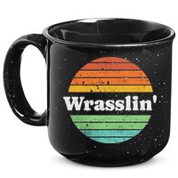 Retro Wrasslin Funny Wrestling Lover 70s Style 15oz Campfire Ceramic Mug