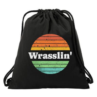 Retro Wrasslin Funny Wrestling Lover 70s Style Drawstring Bag