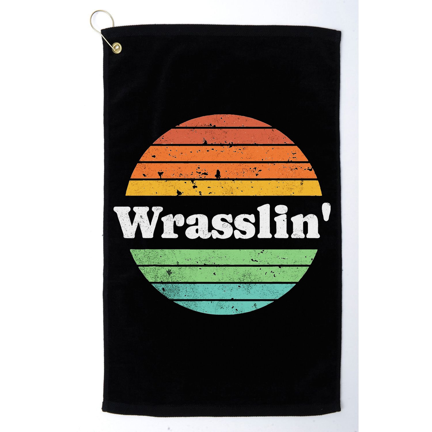 Retro Wrasslin Funny Wrestling Lover 70s Style Golf Towel